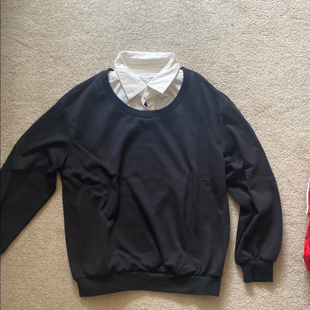 Black Sweater with White Collar (built in)